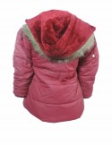 WOMEN RED SOLID HOODED PARKA JACKET