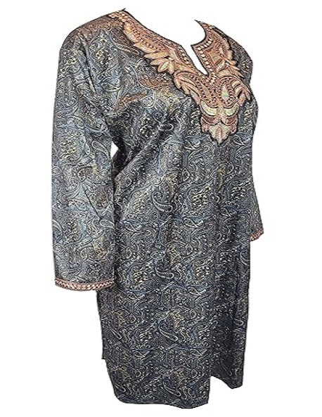 Velvet pheran with tilla, Traditional Kashmiri tilla Embroidered Velvet pheran for Women Black