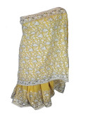 Kashmiri Yellopw tilla work saree for women