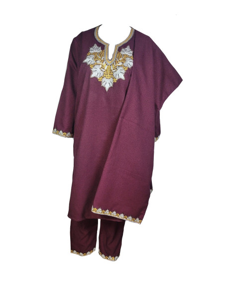 Woolen pheran set with tilla embroidery
