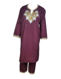 Woolen pheran set with tilla embroidery