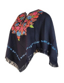 Poncho cape shawl with Aari Work for women, traditional kashmiri hand aari embroidered cashmillion poncho