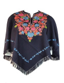 Poncho cape shawl with Aari Work for women, traditional kashmiri hand aari embroidered cashmillion poncho
