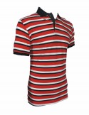 Zock Black White And Red Striped Polo Tshirt