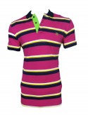 Zock Pink And Pink Striped Polo Tshirt
