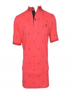 ZOCK RED PRINTED POLO T SHIRT